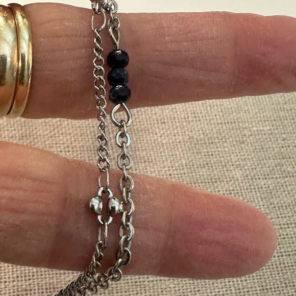 LOFT Silver Tone Double Strand Beaded Crystal 24”L Necklace - Picture 6 of 10